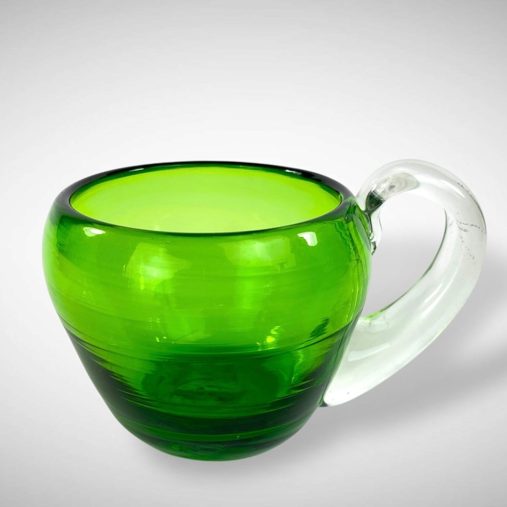 Scandinavian Emerald Punch Cups Set 11 Hand Blown MCM Pontil - Picture 4 of 10